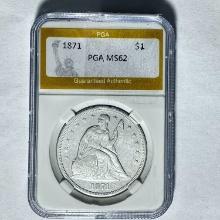 1871 Seated Liberty Dollar PGA MS62