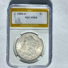 1880-O Morgan Silver Dollar PGA MS64