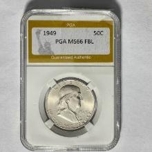 1949 Franklin Half Dollar PGA MS66 FBL