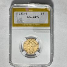 1873-S $5 Liberty Half Eagle PGA AU55
