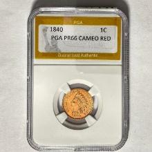 1840 Indian Head Cent PGA PR66 CAMEO RED