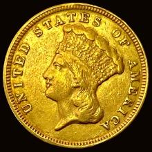 1854 $3 Gold Indian Princess Head CLOSELY UNCIRCULATED