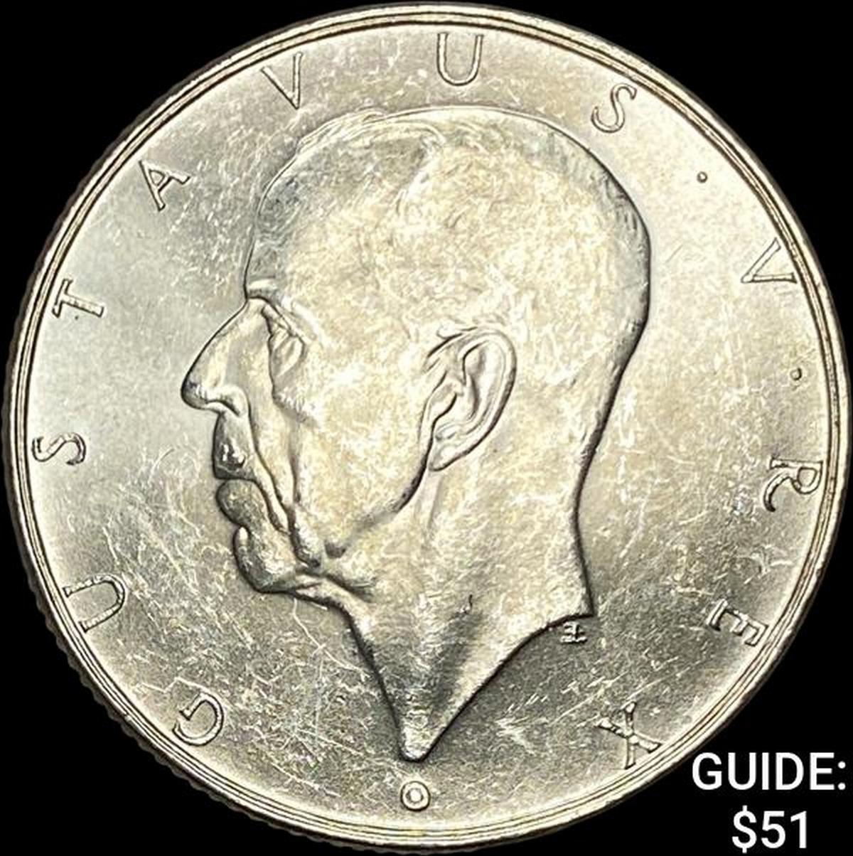 1938 Sweden Silver 2 Kronor UNCIRCULATED