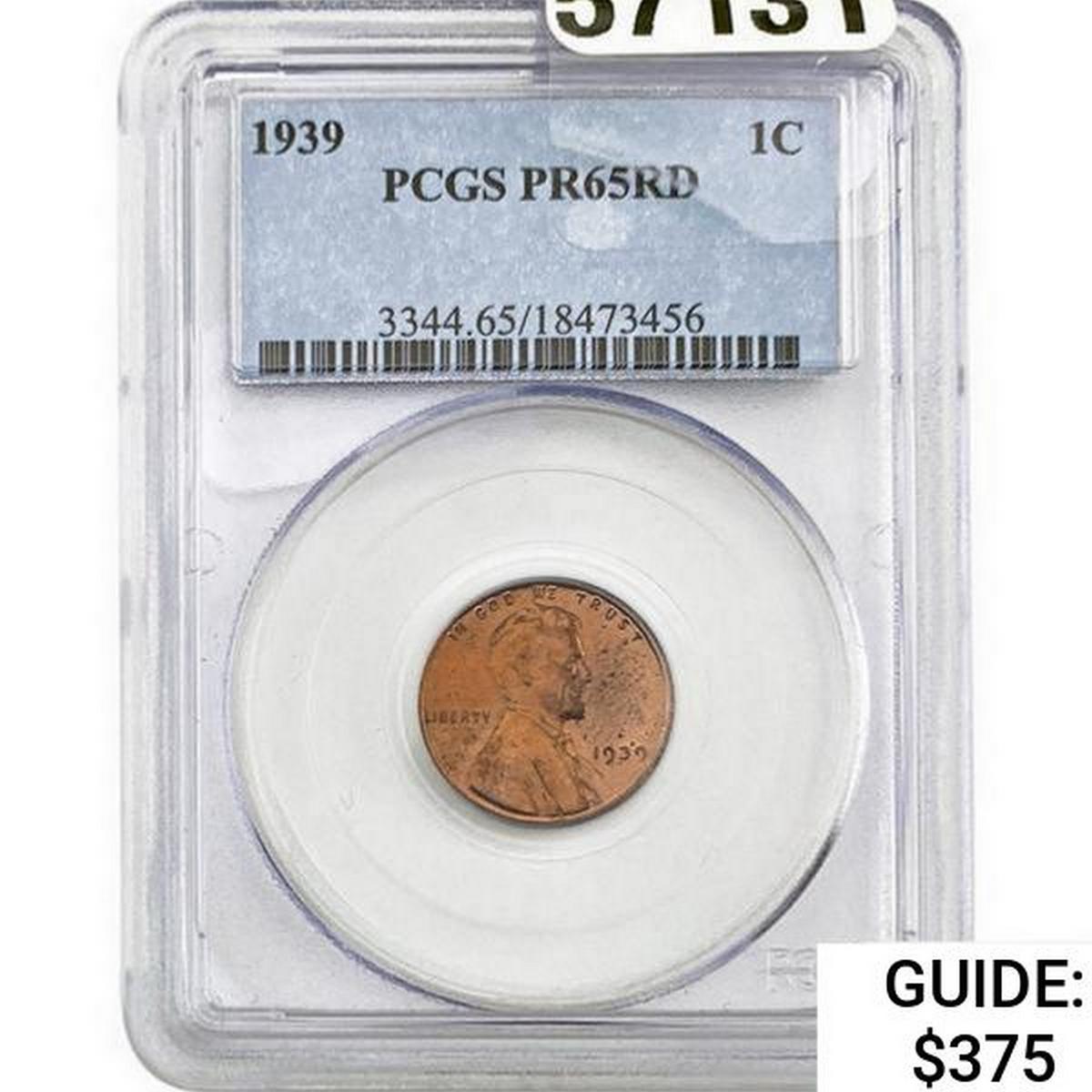 1939 Lincoln Cent PCGS PR65RD