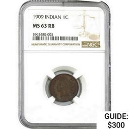 1909 Indian 1C NGC MS63 RB