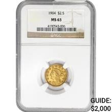 1904 $2.50 Gold Quarter Eagle NGC MS63