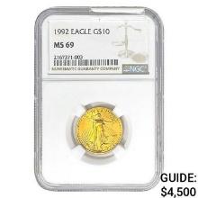 1992 1/4oz $10 Gold Eagle NGC MS69