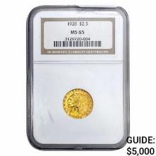 1928 $2.50 Gold Quarter Eagle NGC MS65