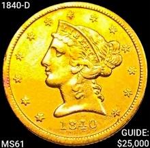 1840-D $5 Gold Half Eagle