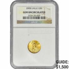 2008 1/10oz $5 Gold Eagle NGC GEM UNC