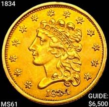 1834 $2.50 Gold Quarter Eagle UNCIRCULATED