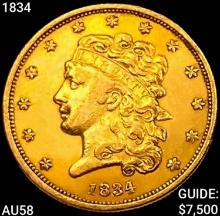1834 $5 Gold Half Eagle CHOICE AU