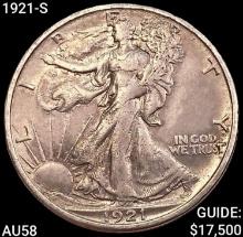 1921-S Walking Liberty Half Dollar CHOICE AU