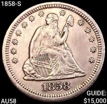1858-S Seated Liberty Quarter CHOICE AU