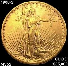 1908-S $20 Gold Double Eagle UNCIRCULATED