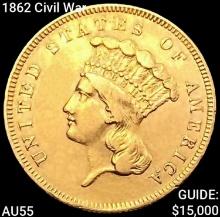 1862 Civil War $3 Gold Piece HIGH GRADE