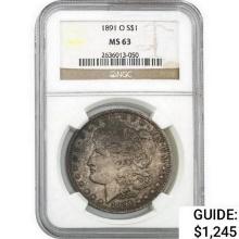 1891-O Morgan Silver Dollar NGC MS63