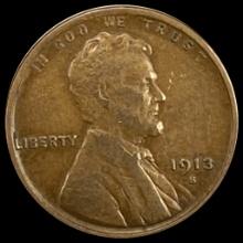 1913-S Lincoln Wheat Cent CLOSELY UNCIRCULATED