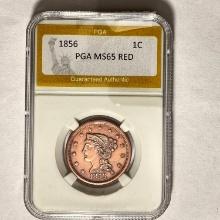 1856 1C Large Cent PGA MS65 RED