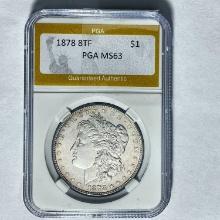 1878 8TF Morgan Dollar PGA MS63