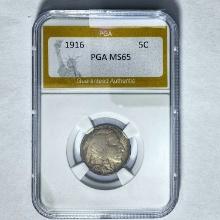 1916 5C Buffalo Nickel PGA MS65