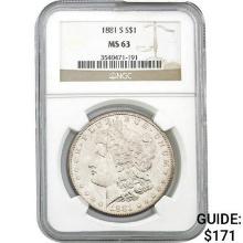 1881-S Morgan Silver Dollar NGC MS63  MS63