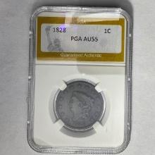 1828 1C Large Cent PGA AU55