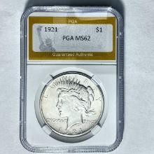 1921 Peace Dollar PGA MS62