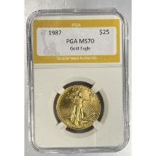 1987 $25 1/2 OZ Gold Eagle PGA MS70