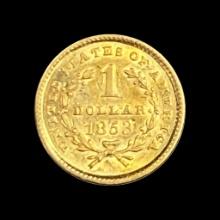 1851 Gold $1 Type 1 UNCIRCULATED