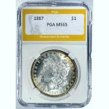 1887 Morgan Dollar PGA MS65 SILVER