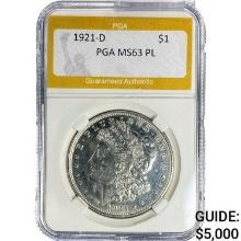 1921-D Morgan Dollar PGA MS63 PL SILVER