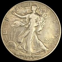 1938-D Silver Walking Liberty Half Dollar LIGHTLY CIRCULATED