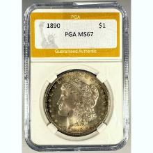 1890 Morgan Dollar PGA MS67 SILVER