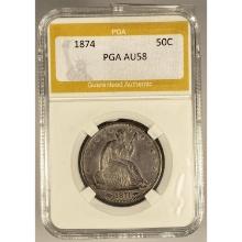 1874 Seated Liberty Half Dollar PGA AU58