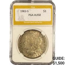 1902-S Morgan Dollar PGA AU58 SILVER