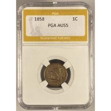 1858 1C Flying Eagle Cent PGA AU55