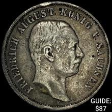 1912 Saxony Silver 3 Reichsmark NEARLY UNCIRCULATED