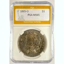 1885-O Morgan Dollar PGA MS65 SILVER