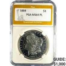 1884 Morgan Dollar PGA MS64 PL SILVER