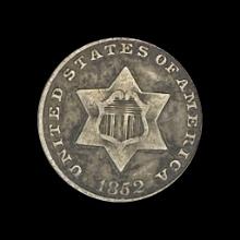 1852 Silver Three-Cent Piece LIGHTLY CIRCULATED