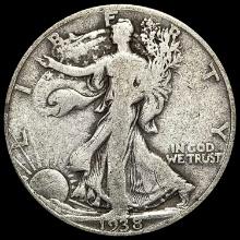 1938-D Silver Half Dollar Walking Liberty LIGHTLY CIRCULATED