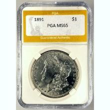 1891 Morgan Dollar PGA MS65 SILVER