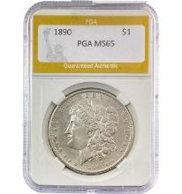 1890 Silver $1 Morgan Dollar PGA MS65