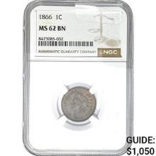 1866 Indian Head Cent NGC MS62
