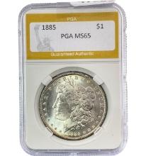 1885 Silver $1 Morgan Dollar PGA MS65