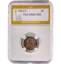1931-S Lincoln Wheat 1C PGA MS65 RED