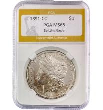 1891-CC Silver $1 Morgan Dollar PGA MS65