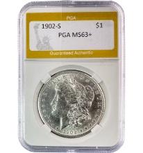 1902-S Silver $1 Morgan Dollar PGA MS63+