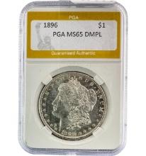 1896 Silver $1 Morgan Dollar PGA MS65 DMPL